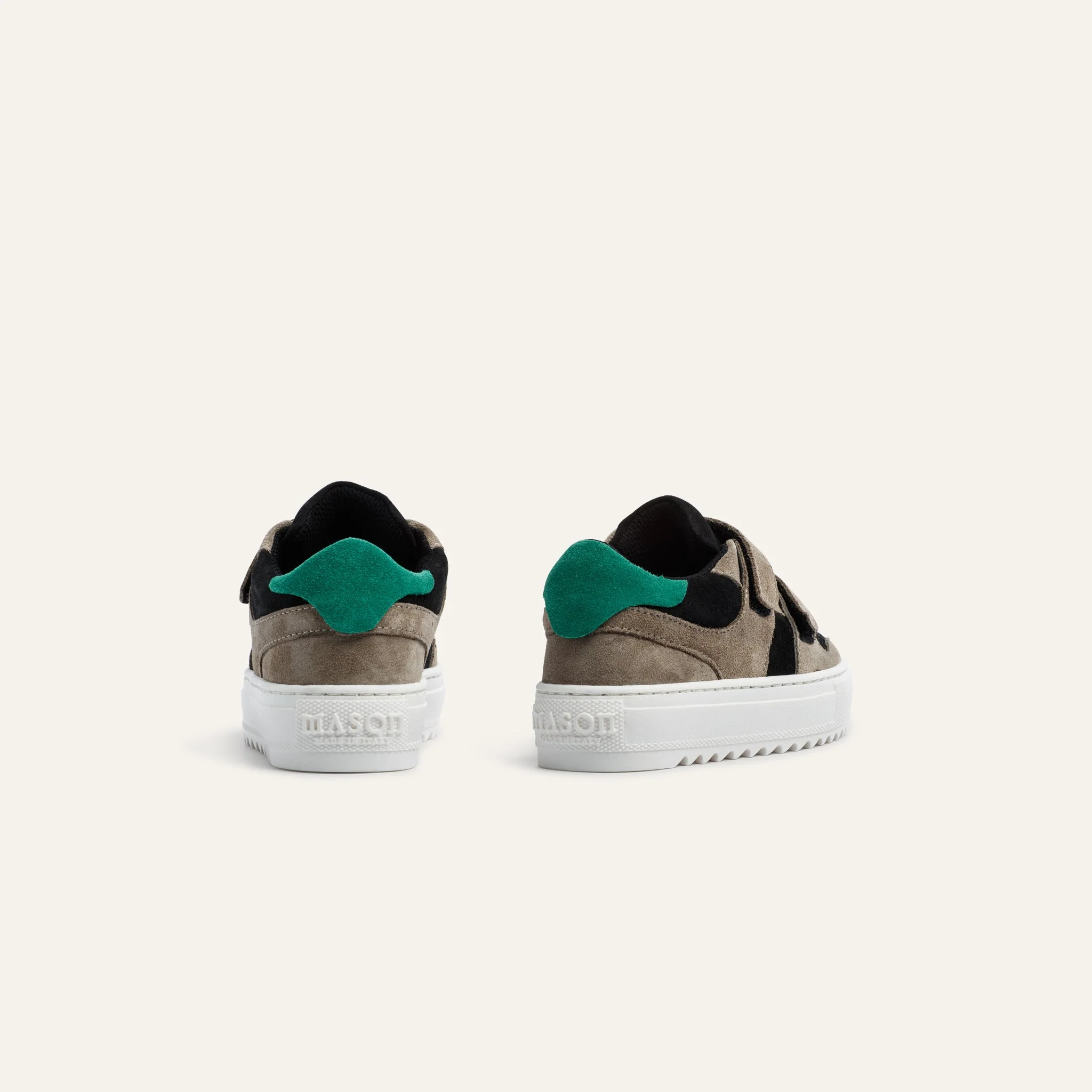 Kids Bari Velcro Black Taupe Green - Image 3